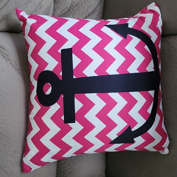 Marshalls Accents 52 Anchor Pink And Black And White Chevron Pillow
